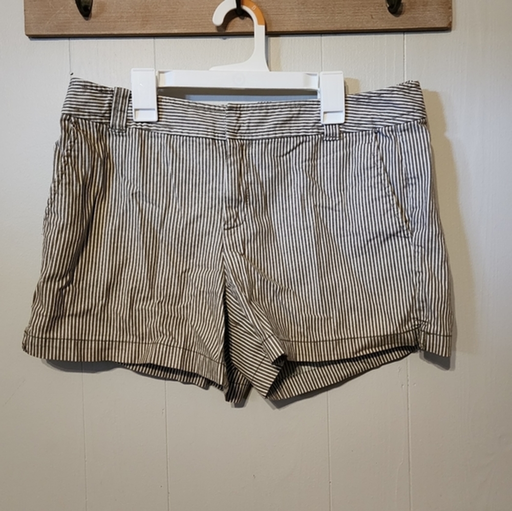 New York & Co Tan Striped Shorts Casual Size 10 A216